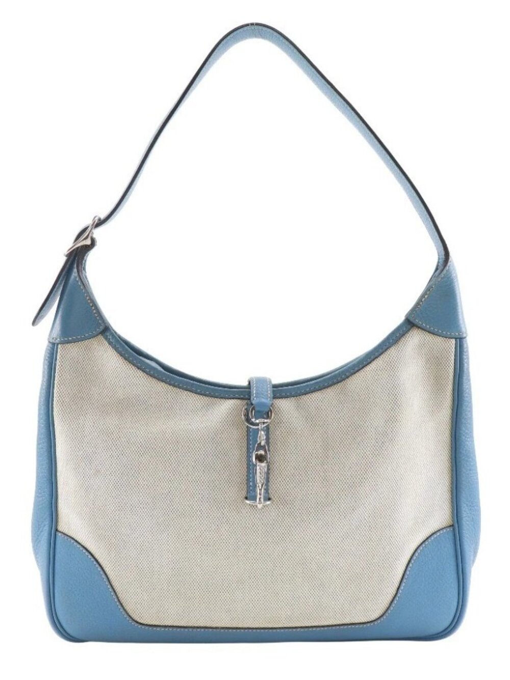 HERMES Trim 31 Shoulder Bag Natural/Blue Jean Tower ash/Taurillon Clemence